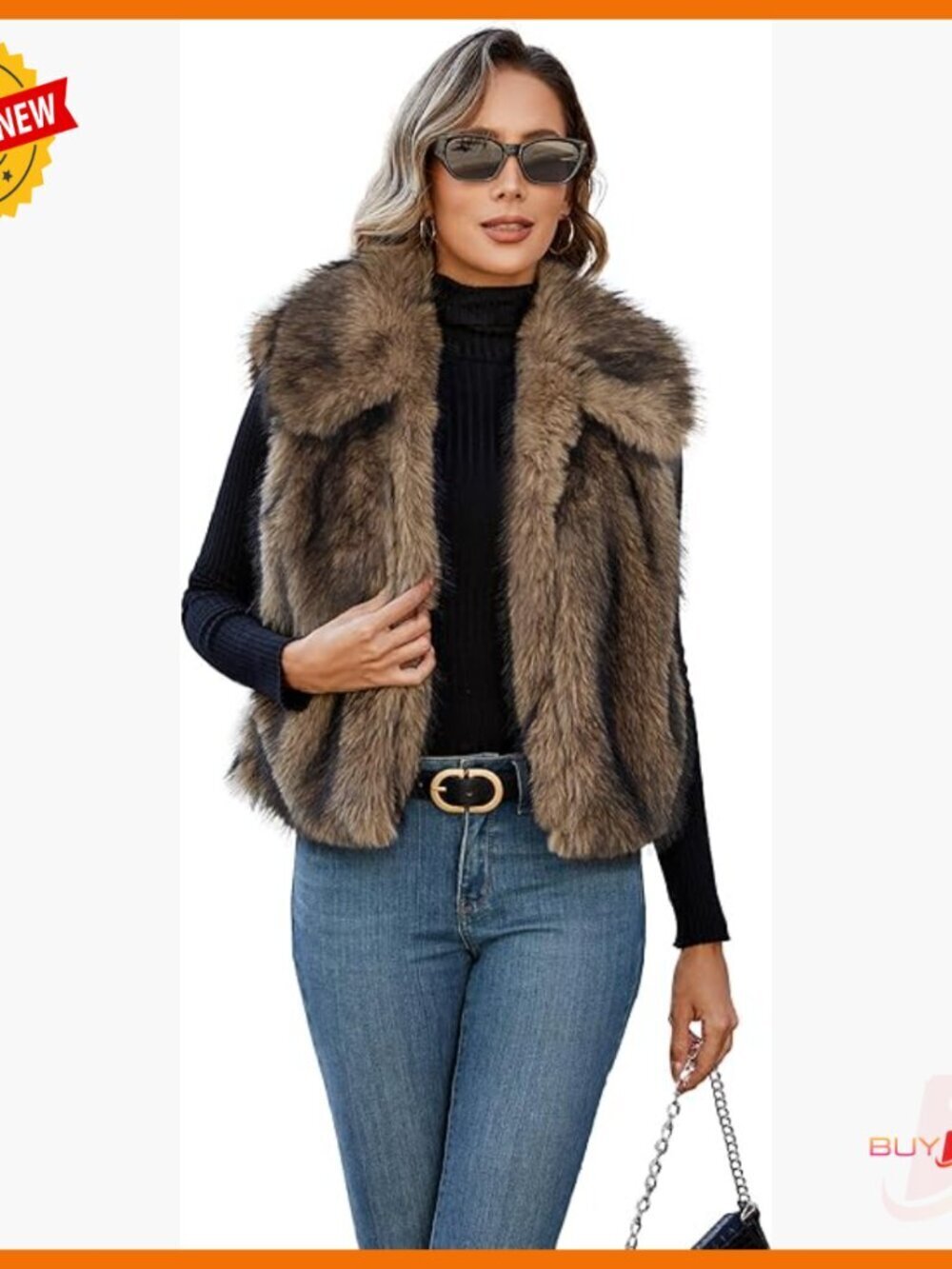Women's Faux Fur Vest Sleeveless Lapel Collar Open Front Cardigan Jacket